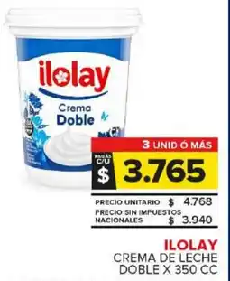 Carrefour Maxi Ilolay crema de leche doble oferta