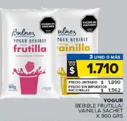 Carrefour Maxi Yogur bebible frutilla/ vainilla sachet oferta