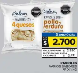 Carrefour Maxi Bulnez ravioles varios sabores fp oferta