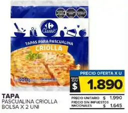 Carrefour Maxi Tapa pascualina criolla bolsa oferta