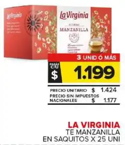 Carrefour Maxi La virginia te manzanilla en saquitos oferta
