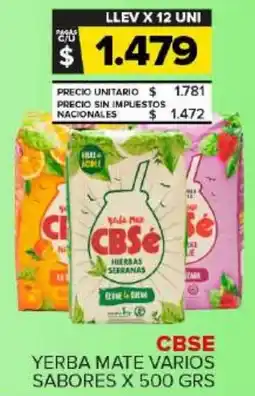 Carrefour Maxi Cbse yerba mate varios sabores oferta