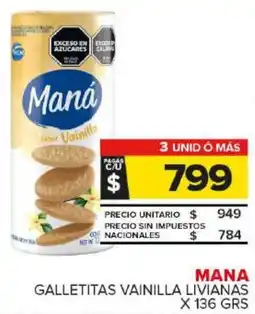 Carrefour Maxi Mana galletitas vainilla livianas oferta