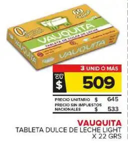 Carrefour Maxi Vauquita tableta dulce de leche light oferta