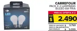 Carrefour Maxi Carrefour pack x 2 lamparas bulbo oferta