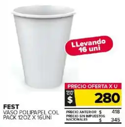 Carrefour Maxi Fest vaso polipapel col pack oferta