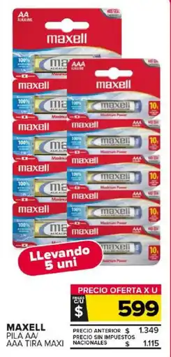 Carrefour Maxi Maxell pila AA/ AAA tira maxi oferta