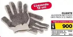 Carrefour Maxi Guante algodon moteado gris pack oferta
