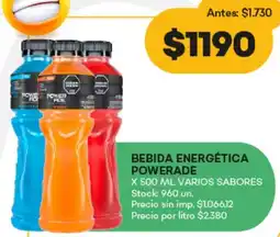 Supermercados Tadicor Powerade bebida energética varios sabores oferta