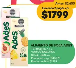 Supermercados Tadicor Ades alimento de soja tetrabrik varios sabores oferta