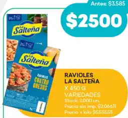 Supermercados Tadicor La salteña ravioles oferta