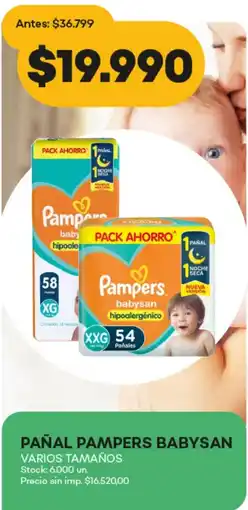 Supermercados Tadicor Pampers babysan pañal varios tamaños oferta