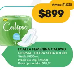 Supermercados Tadicor Calipso toalla femenina normal extra seda oferta