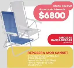 Supermercados Tadicor Reposera mor sannet 8 posiciones caño 3/4 azul/blanco oferta