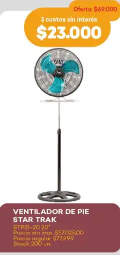 Supermercados Tadicor Ventilador de pie star trak oferta