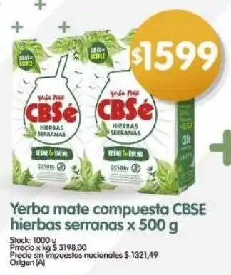 Cbse yerba mate compuesta hierbas serranas