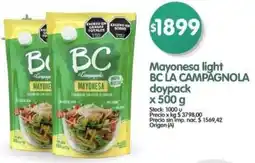 Supermercados Buenos Días Bc la campagnola mayonesa light doypack oferta
