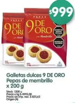 Supermercados Buenos Días 9 de oro galletas dulces pepas de membrillo oferta