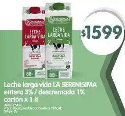 Supermercados Buenos Días La serenisima leche larga vida entera 3%/descremada 1% cartón oferta