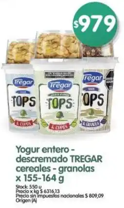 Supermercados Buenos Días Tregar yogur entero- descremado cereales-granolas oferta