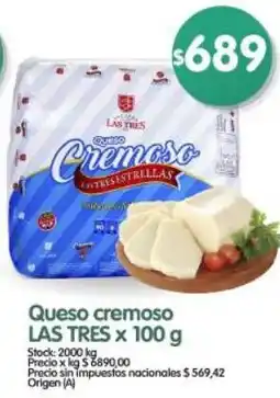 Supermercados Buenos Días Las tres queso cremoso oferta