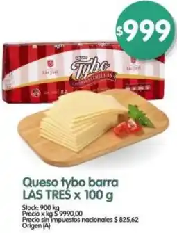 Supermercados Buenos Días Las tres queso tybo barra oferta