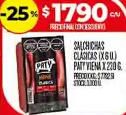 Supermercados DIA Paty salchichas clásicas oferta