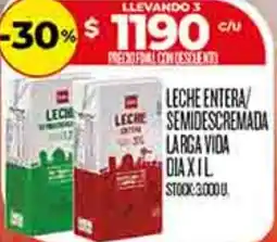 Supermercados DIA Dia leche semidescremada larga vida oferta