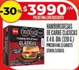 Supermercados DIA Dia hamburguesas de carne clasicas oferta