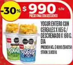 Supermercados DIA Dia yogur entero con cereales oferta