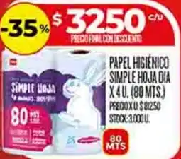Supermercados DIA Dia papel higienico simple hoja oferta