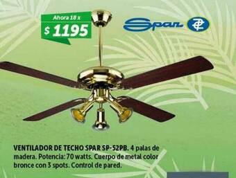 Ventilador De Techo Spar Sp-52pb