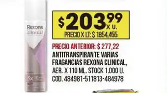 Coto Antitranspirante Varias Fragancias Rexona Clinical oferta