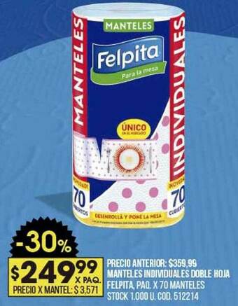 Coto Manteles Individuales Doble Hoja Felpita oferta