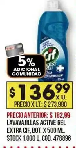 Coto Lavavajillas Active Gel Extra Cif oferta