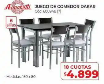 Naldo Lombardi Aimaretti Juego De Comedor Dakar oferta