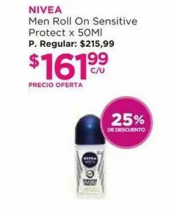 Punto de Salud Nivea Men Roll On Sensitive Protect 25% De Descuento oferta