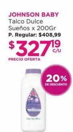 Punto de Salud Johnson Baby Talco Dulce Sueños 20% De Descuento oferta