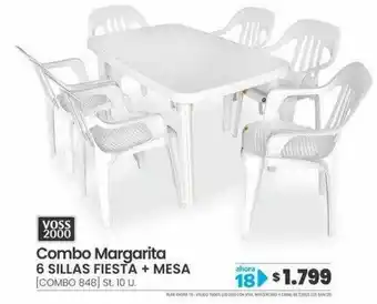 Combo Margarita 6 Sillas Fiesta + Mesa Voss 2000
