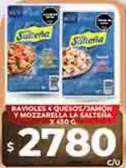 Supermercados DIA La salteña ravioles & quesos/jamon y mozzarella oferta