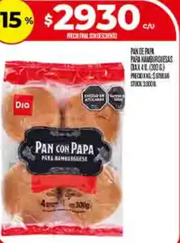 Supermercados DIA Dia pan de papa para hamburguesas oferta