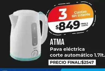 Supermayorista Vital Atma Pava eléctrica corte automático 1.7lt. oferta