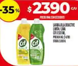 Supermercados DIA Cif lavavajilla líquido bioactive oferta