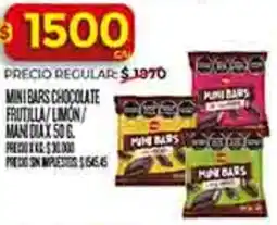 Supermercados DIA Dia mini bars chocolate frutilla/limon/ mani oferta