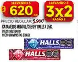 Supermercados DIA Halls caramelos mentol/cherry oferta