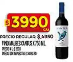 Supermercados DIA Cantus vino malbec oferta