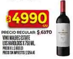 Supermercados DIA Los haroldos vino malbec estate oferta
