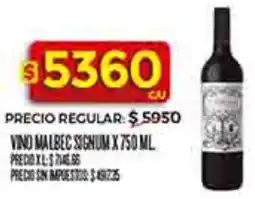 Supermercados DIA Signum vino malbec oferta