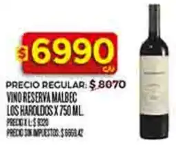 Supermercados DIA Los haroldos vino reserva malbec oferta