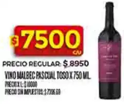 Supermercados DIA Toso vino malbec pascual oferta